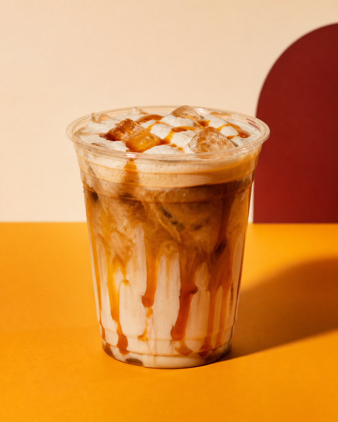 Iced caramel cream coffee