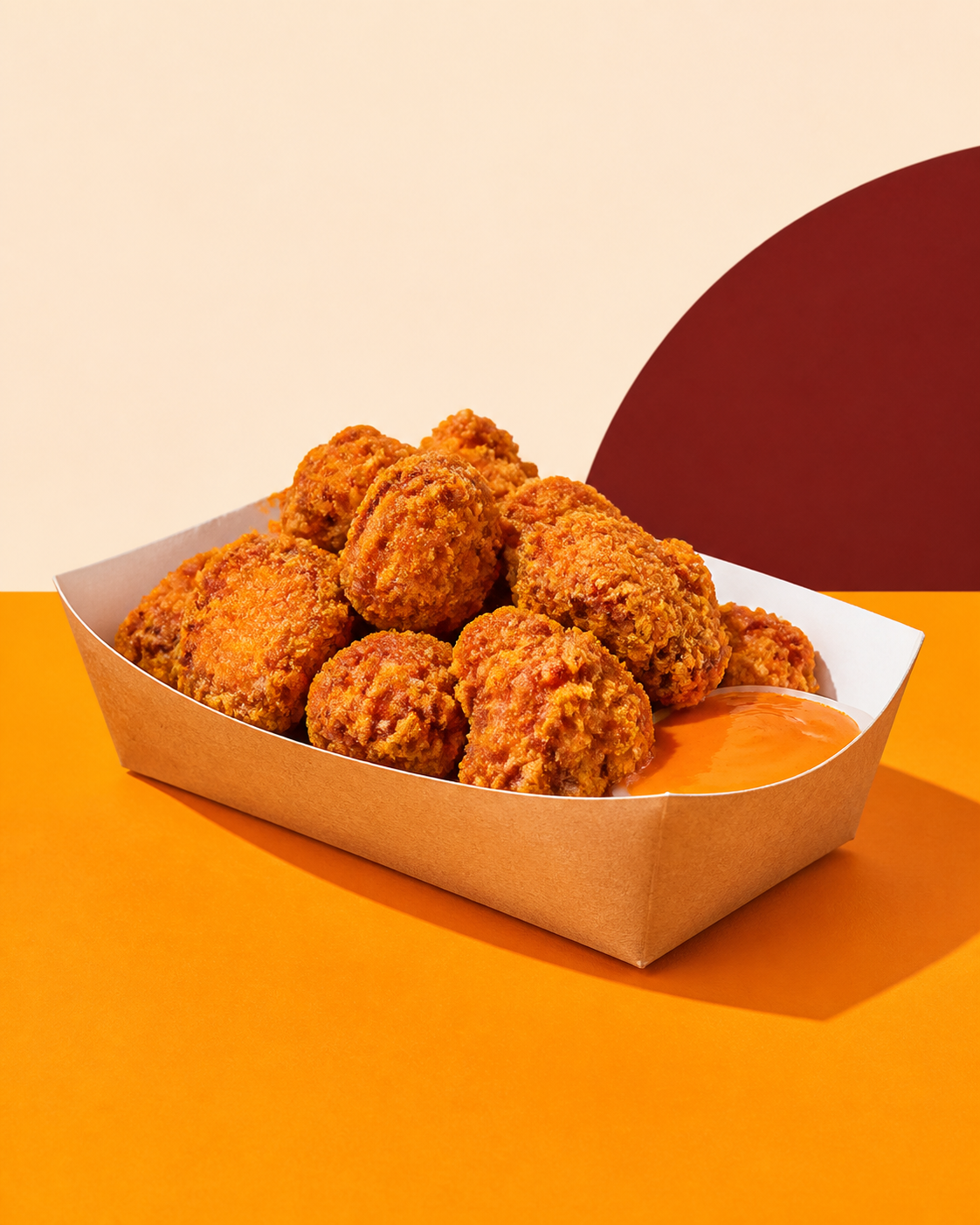 Golden fried chicken bites with dipping sauce
